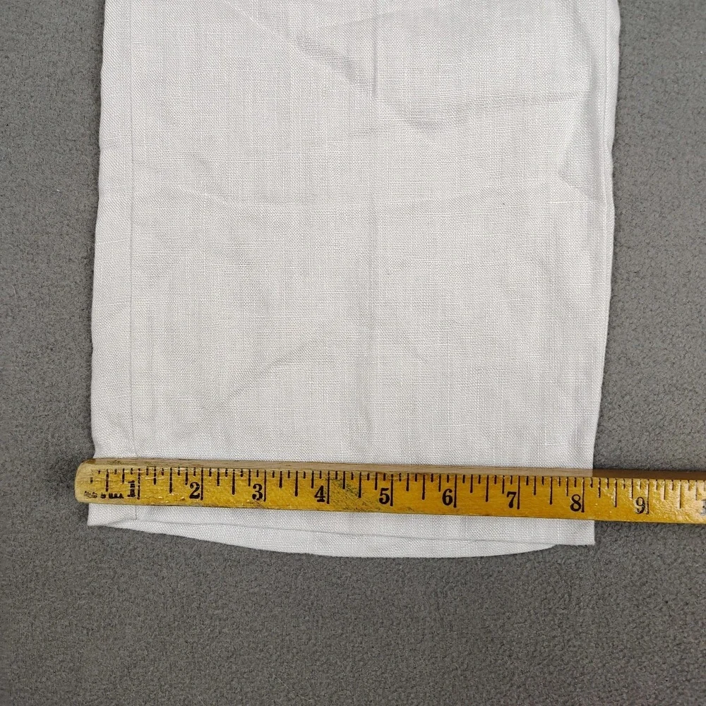 H&M 100% Linen Pants Women 8 Tall White Straight Button Casual Beach 30